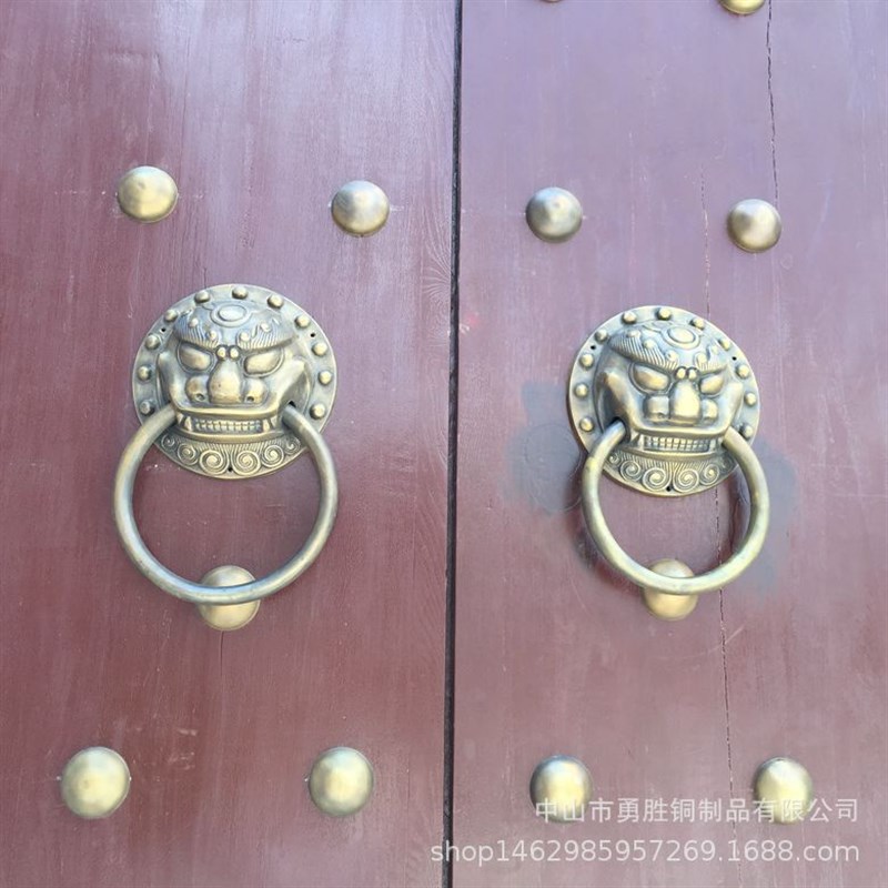 仿古门环装饰大门拉手大拉把对开门古铜兽头把手老式门家用狮子头