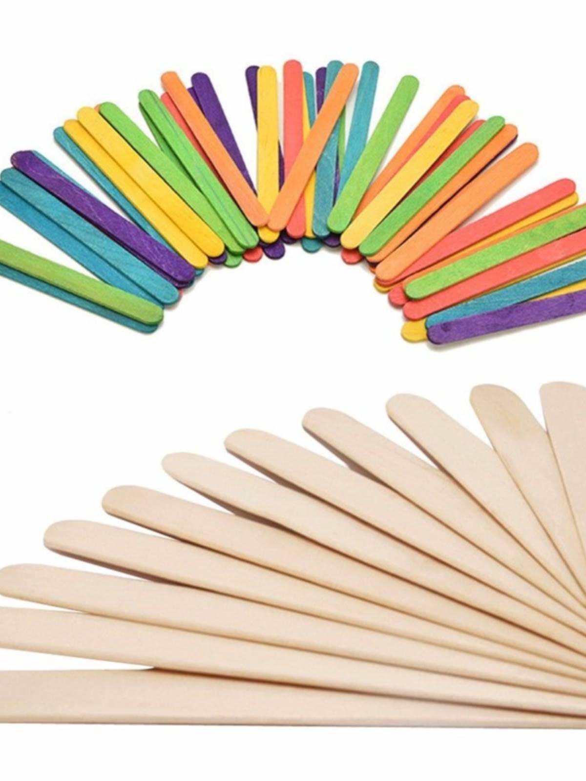50 PCS Natural Wood Popsicle Sticks Wooden Popsicle Stick Ho