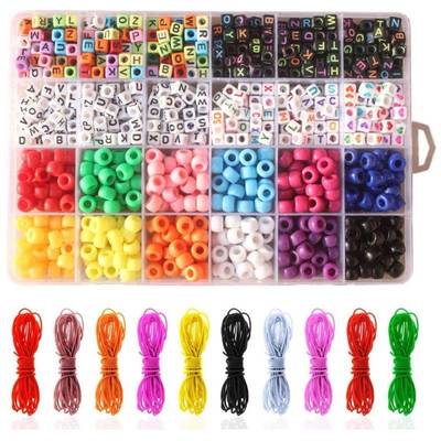 960Pcs 20 Grid Alphabet Letter Pony Beads Cube for DIY Jewel