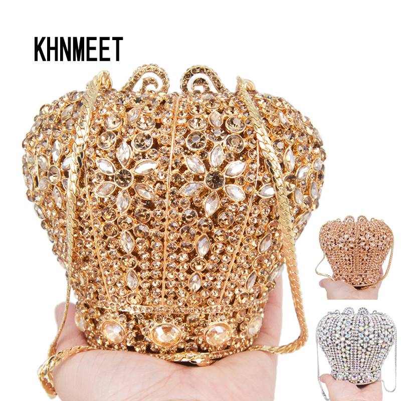 Stylishly Cute Crystal Bags Crown Designer Purse Wedding Pr