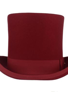 17cm 100% Wool Felt Beaver High Top Hat Topper Derby Cylinde