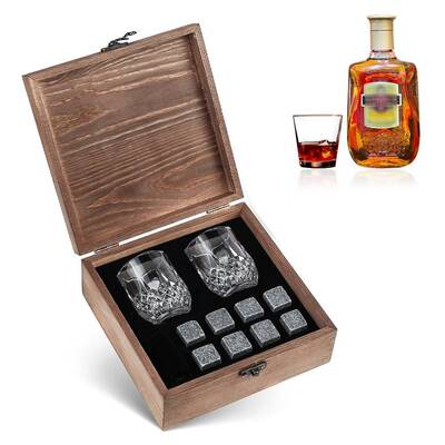 8pcs Whiskey Stones Set with 2pcs Whiskey Shot Glasses