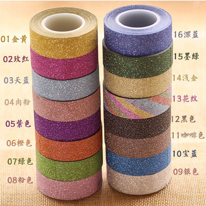 New Arrival Adhesive Silver Golden Glitter Washi Tape Scrap
