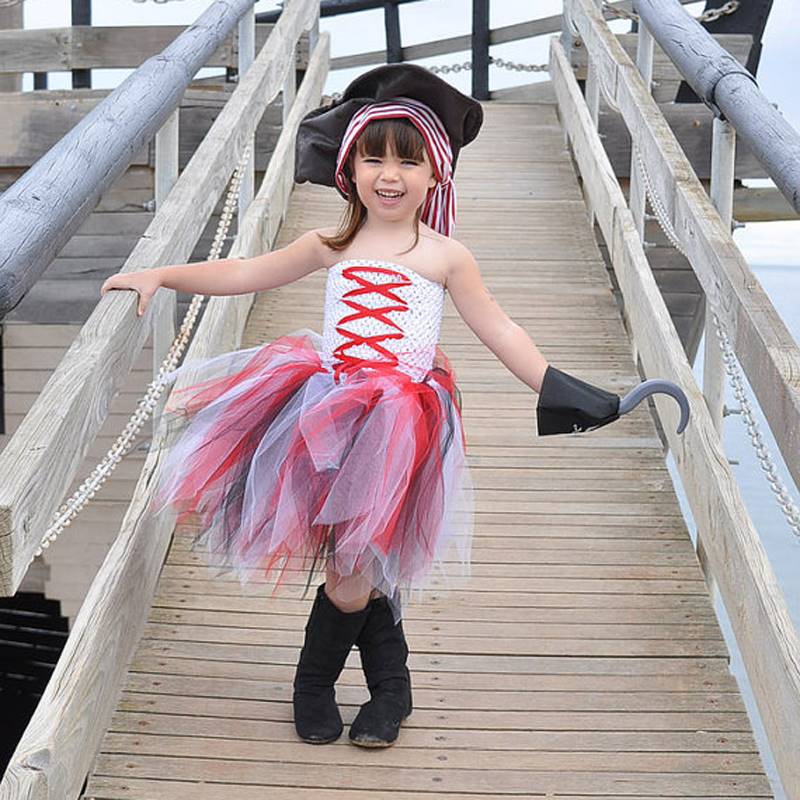 Children Pirate Design Cosplay Tutu Dress Kids Girl Summer