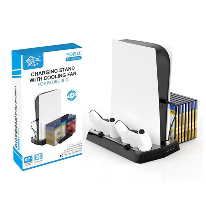 For PS5 DE/UHD Game Console Charging Stand with Cooling Fan