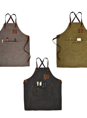 Denim Work Apron Multifunction Tool Aprons with 5 Pockets fo
