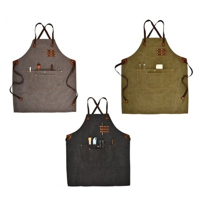 Denim Work Apron Multifunction Tool Aprons with 5 Pockets fo