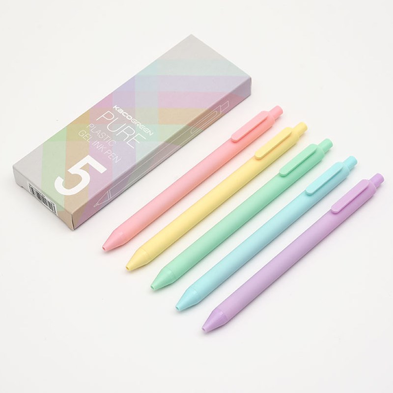 5 pcs/lot Macaron Color Gel Pens Black Colored Ink Ballpoin
