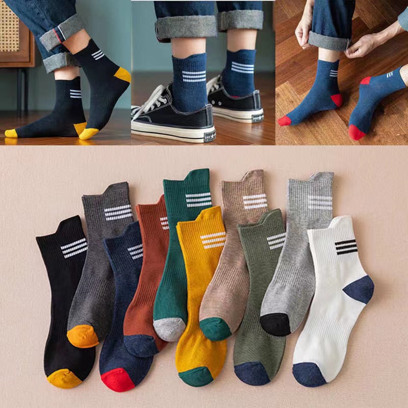 黑白色男女袜子秋季薄款纯色中筒堆堆袜秋冬网红款吸汗男长袜