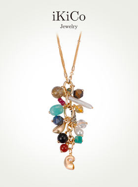 iKiCo彩色多宝项链毛衣链原创女