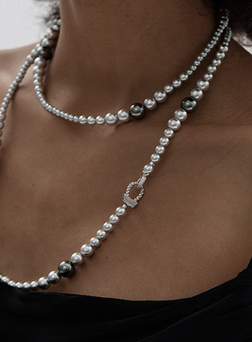 24秋冬新款叠戴长款珍珠手链项链