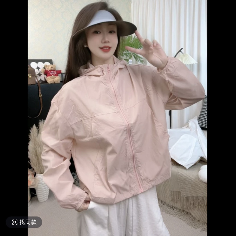 夏季防晒衣女新款2025超薄纯色休闲透气时尚连帽外套短款上衣