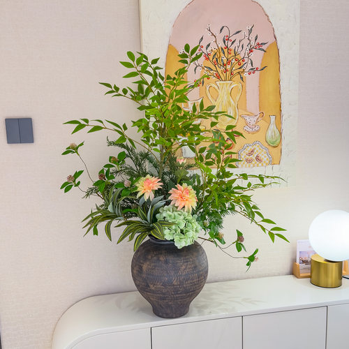 侘寂风仿真南天竹花艺装饰桌面花
