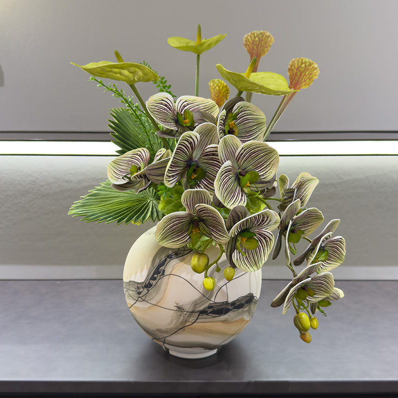 仿真蝴蝶兰马蹄莲花艺装饰摆件