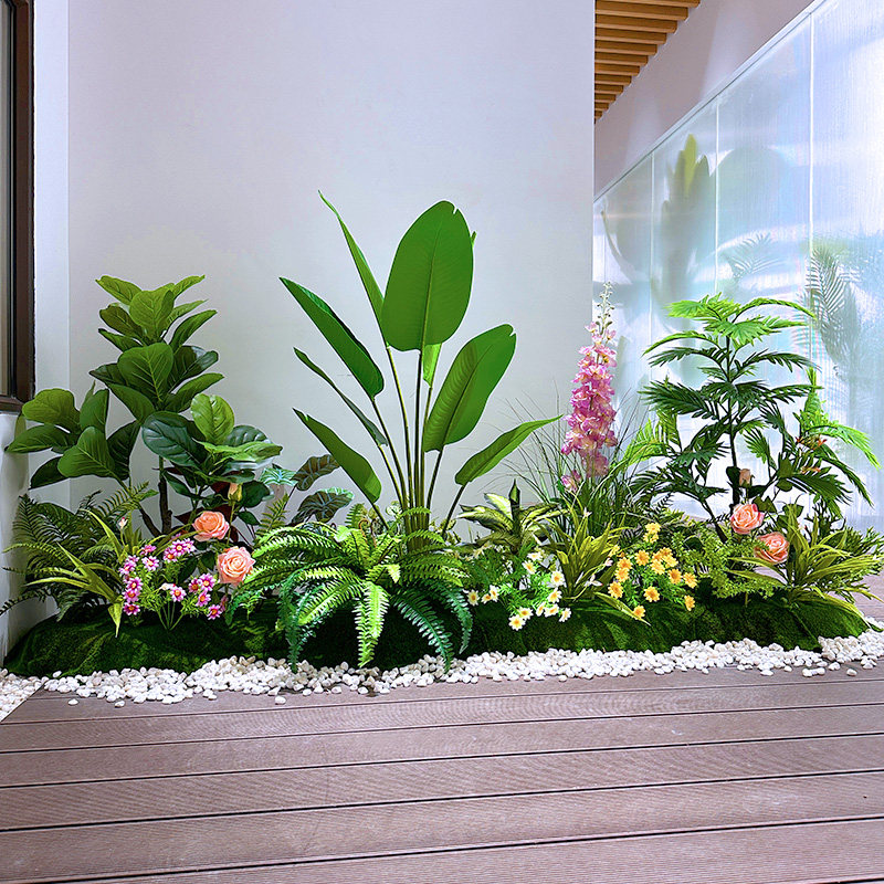 喜语仿真天堂鸟散尾葵绿植景观商场公司绿化造景橱窗餐厅植物装饰