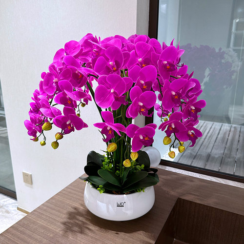 喜语高档仿真大盆蝴蝶兰花艺摆件