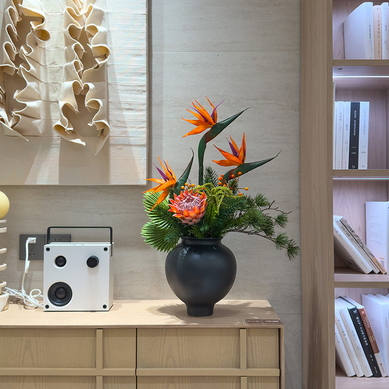 客厅餐桌花艺仿真天堂鸟发财果花陶瓷花盆桌面装饰摆件假花年宵花,家居饰品,仿真花/假花,淘宝优惠券,粉丝福利购,淘宝优惠卷