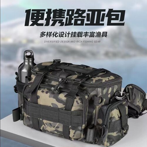 防水路亚腰包大容量纯黑斜挎单肩