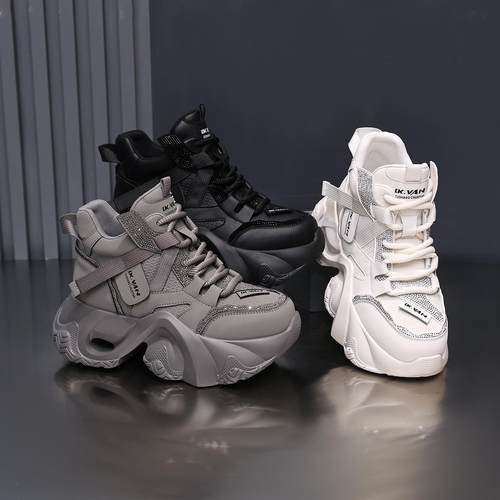 6CM轻便软底老爹鞋女款2025秋冬新款厚底增高超火高帮运动休闲鞋