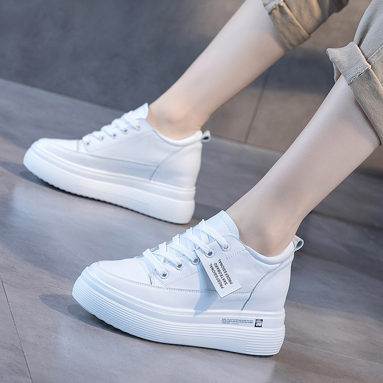 内增高真皮小白鞋女2023新款