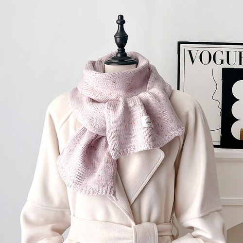 针织毛线紫色小众设计感厚围巾女学生冬季护颈围脖送女友生日礼物