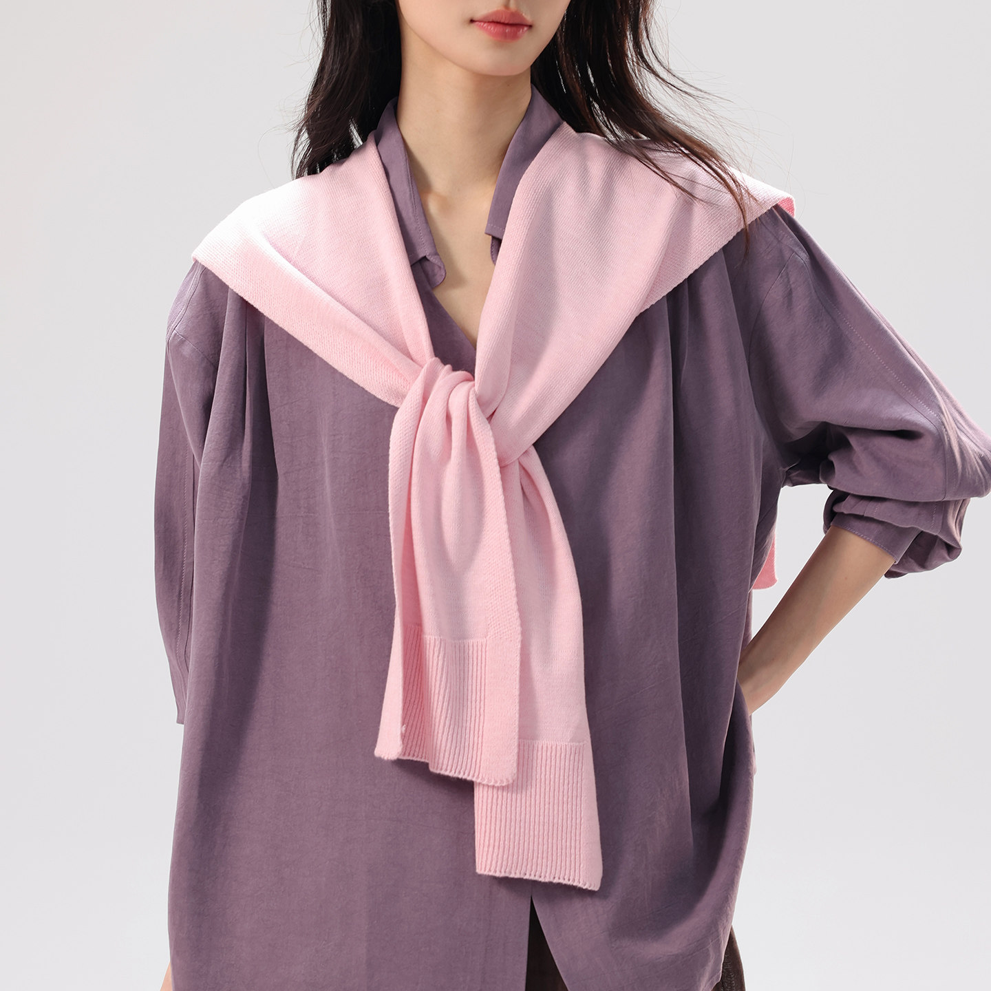 针织小披肩外搭肩女粉色坎肩夏季空调房护颈薄围巾高端大气上档次图片