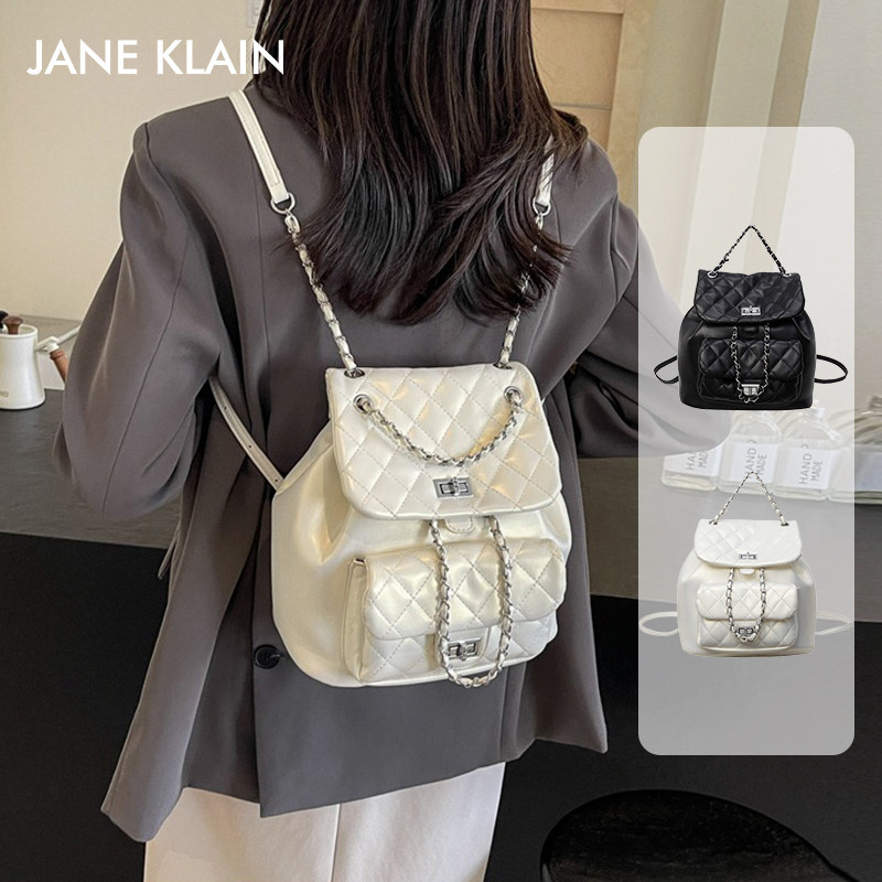 JANEKLAIN小香风菱格链条双肩包