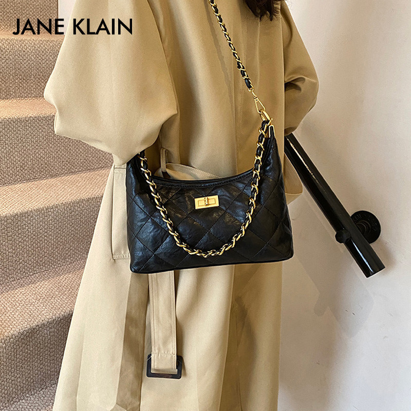 JANEKLAIN小香风菱格绣线小包