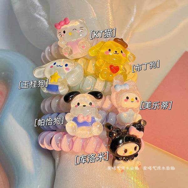 三丽鸥卡通果冻糖果色电话线女发绳无痕绑头发ins扎头绳高弹力女