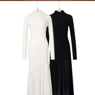 复古设计感收腰气质连衣裙KM072 妮妮推荐