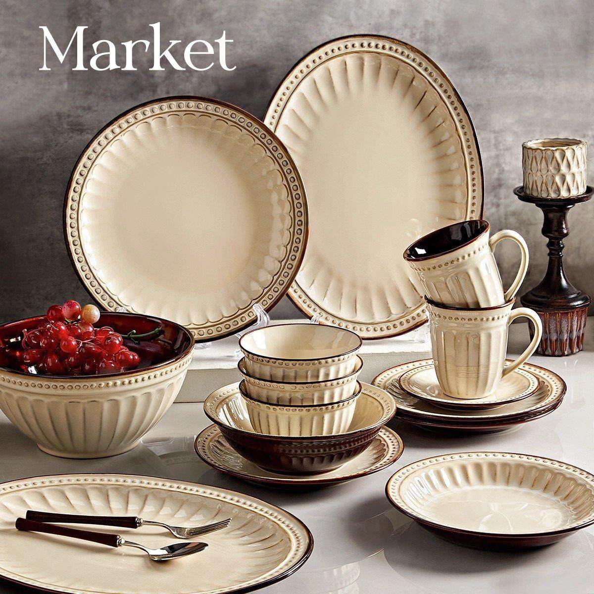 Market中古陶瓷碗碟套装家用2025款高级感碗盘筷乔迁新居礼物餐具,餐饮具,碗,淘宝优惠券,粉丝福利购,淘宝优惠卷