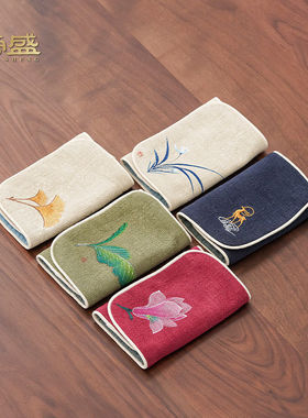 榜盛功夫茶巾茶布吸水加厚茶台毛巾茶几茶桌布禅意抹布垫茶具配件