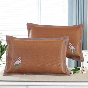 夏季凉席枕头套成人藤席枕芯套凉枕席夏天人冰丝凉席枕套一对装