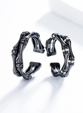 2025新款时尚竹节银戒S925纯银个性开口食指冷淡风设计优雅