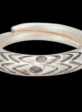 泰国手工錾刻戒指男潮小众设计民族风泰银中指环开口尾戒镀银