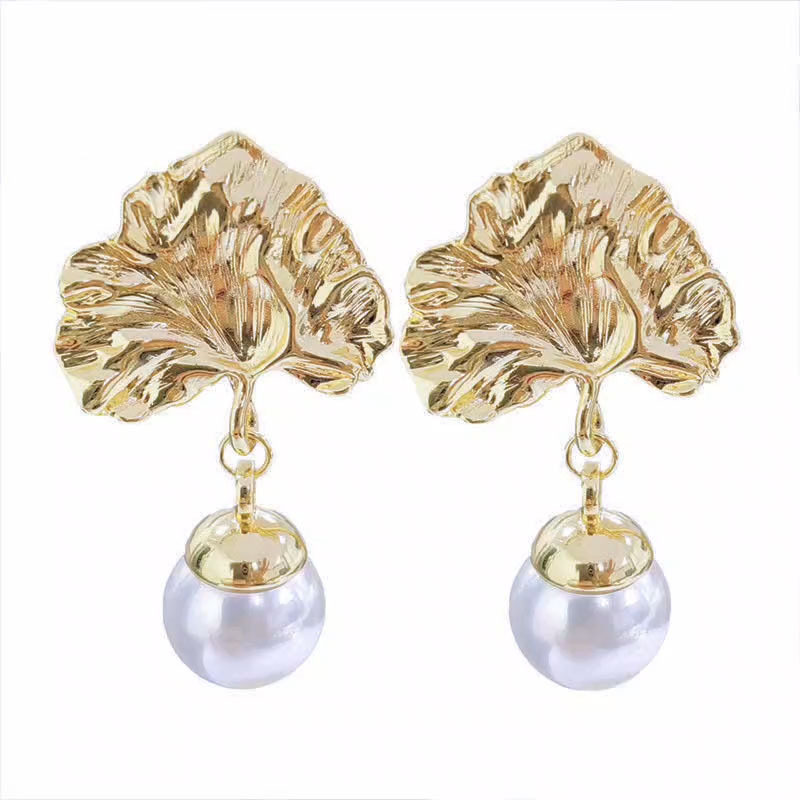 2025新款复古扇形树叶耳环百搭气质小众设计珠珠耳坠文艺女饰,饰品/流行首饰/时尚饰品新,耳环,淘宝优惠券,粉丝福利购,淘宝优惠卷