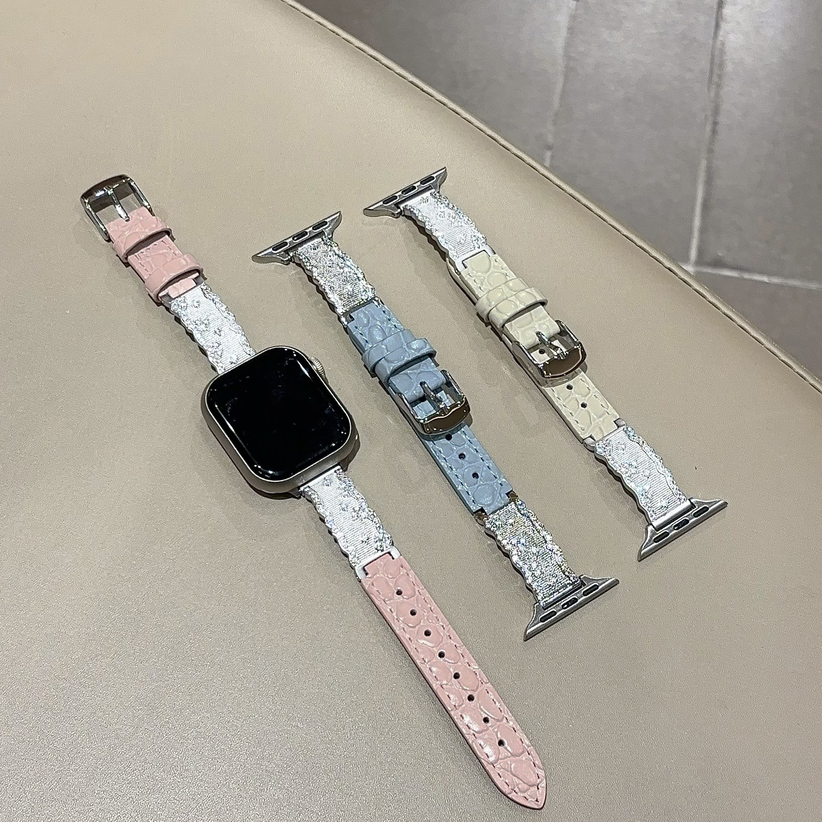 sanD-P小米9pro闪钻碎银拼皮腕带