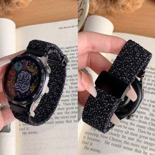 腕带46mm磁吸编织20 gt3彩虹编织watch4pro弹力款 22mm表带 尼龙编织磁吸扣表带华为gt4 适用华为gt5表带新款