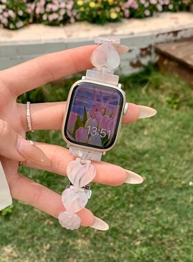 适用红米watch4手表带新款爱心贝壳纹树脂表带红米watch3青春版Active表带小香风女高级小米9pro透明树脂表带