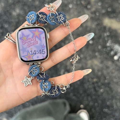 sanD-P红米watch4/3纽扣牛仔表链