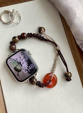 适用红米watch5表带新中式平安玉编织绳小米Redmi3/2/1代个性小众女腕带小米watch3青春版串珠五彩绳9pro表链