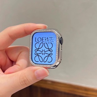 4代se闪钻壳AppleWatch10带钻保护壳46mm半包壳41mm 45mm 适用苹果iwatchS10手表保护壳镶钻iwatch9