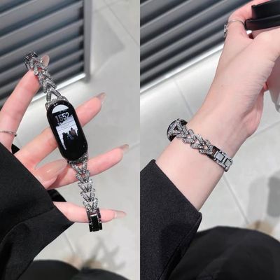 sanD-P小米手环9镶钻V形金属表链