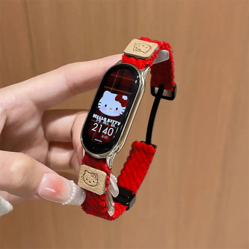 sanD-P小米9/8NFC新年红kt猫表带