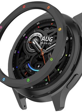 适用小米watchS4手表表圈新款watchS3原装同款316不锈钢金属表圈Xiaomi手表s4/s3黑彩虹表圈S4刻度金属保护套
