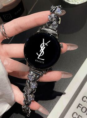 适用华为gt5表带新款爱心皓石表链华为gt4/gt3闪钻金属链条华为watch3/4Pro小众ins女41mm荣耀magic2腕带42mm