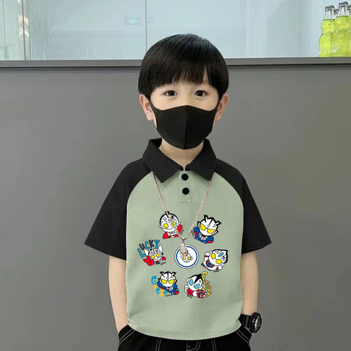 100%纯棉男童装POLO衫2026夏季新款儿童宝宝卡通短袖T恤翻领上衣