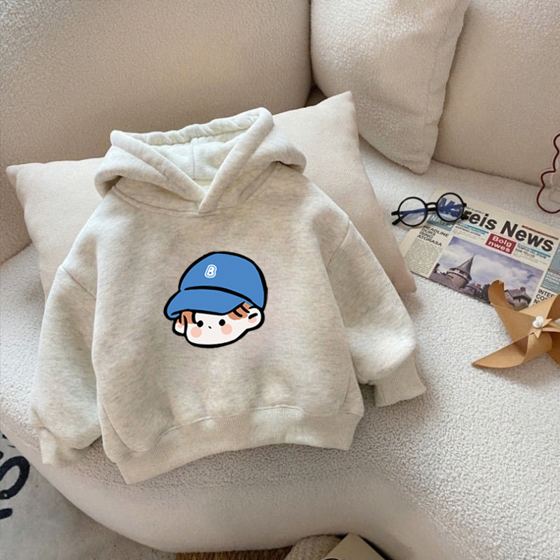 纯棉男童加绒加厚连帽卫衣2025秋冬新款中小儿童宝宝卡通时尚上衣