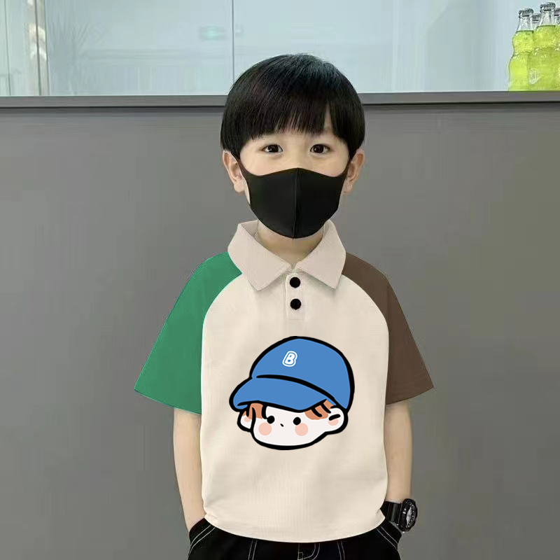 100%纯棉男童插肩polo翻领短袖T恤夏季新款儿童宝宝休闲百搭上衣