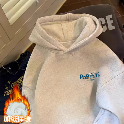 100%纯棉男童加绒加厚连帽卫衣2025秋冬新款儿童宝宝卡通时尚上衣